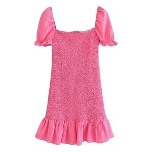 Zara Pink Puff Sleeve Dress